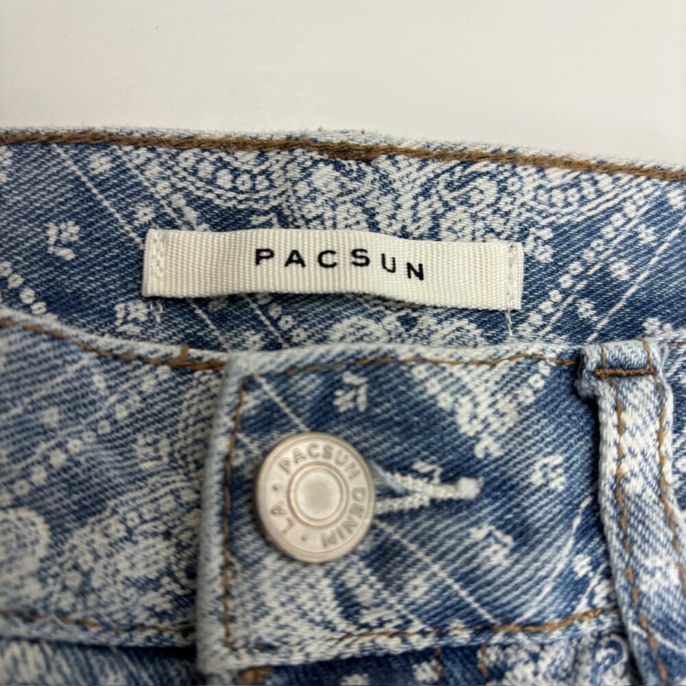 PacSun High Rise Button Fly Geometric Pattern Women's size 24‎ Blue Denim jeans - Picture 2 of 4